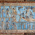 Hieroglyphic carvings in ancient egyptian temple