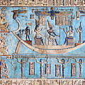 Hieroglyphic carvings in ancient egyptian temple