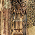 Ancient bas-reliefs on temple in Cambodia
