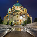 Cathedral of Saint Sava at night in Belgrade