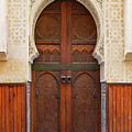 Decorated door in medina of Fez